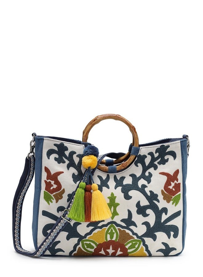Anekaant Tribal Sutra Off White Canvas Embroidery Tote Bag for Women | Perfect for College & Everyday Carry - Image 1